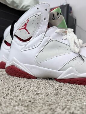 Nike White/Maroon Air Jordan 7 Retro Basketball Shoes